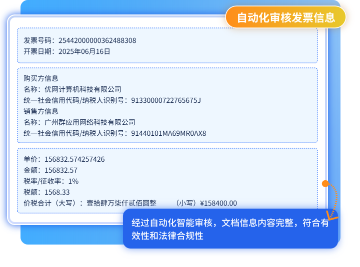 提取关键的结构化信息进行自动化智能审核，提升流程效率