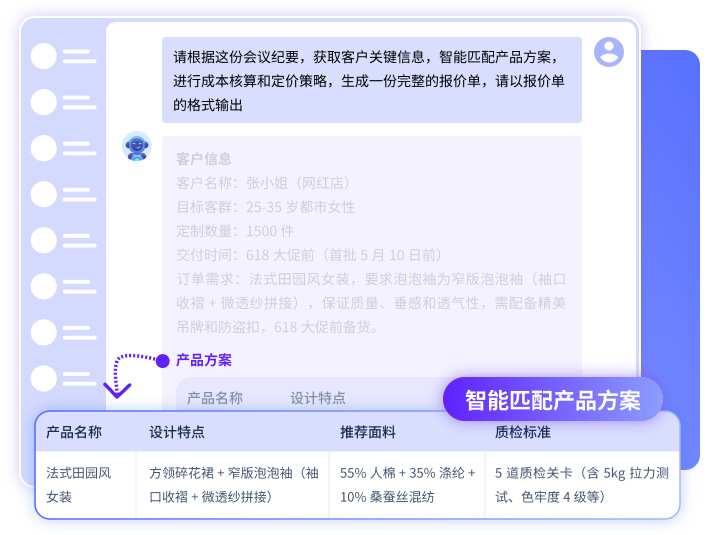 结构化客户需求，智能匹配产品方案